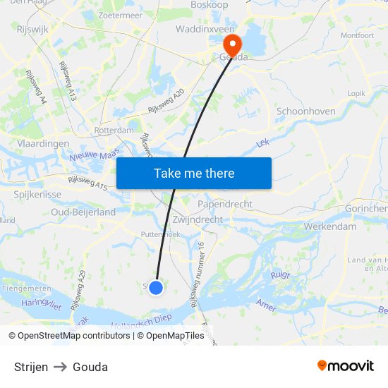 Strijen to Gouda map
