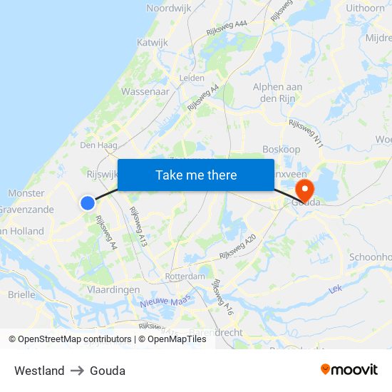 Westland to Gouda map