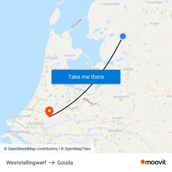 Weststellingwerf to Gouda map