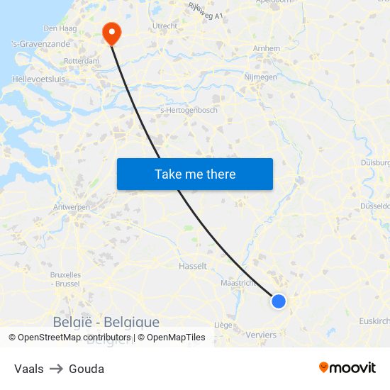 Vaals to Gouda map