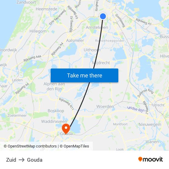 Zuid to Gouda map