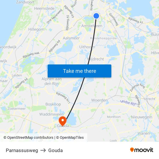 Parnassusweg to Gouda map