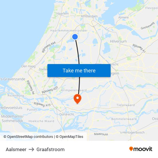 Aalsmeer to Graafstroom map