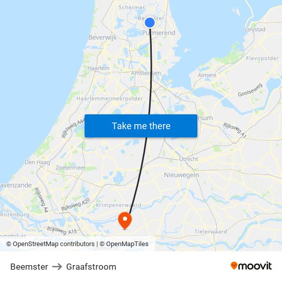 Beemster to Graafstroom map