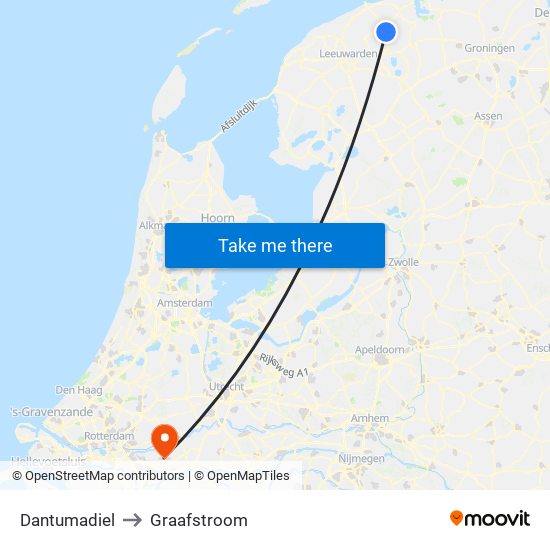 Dantumadiel to Graafstroom map