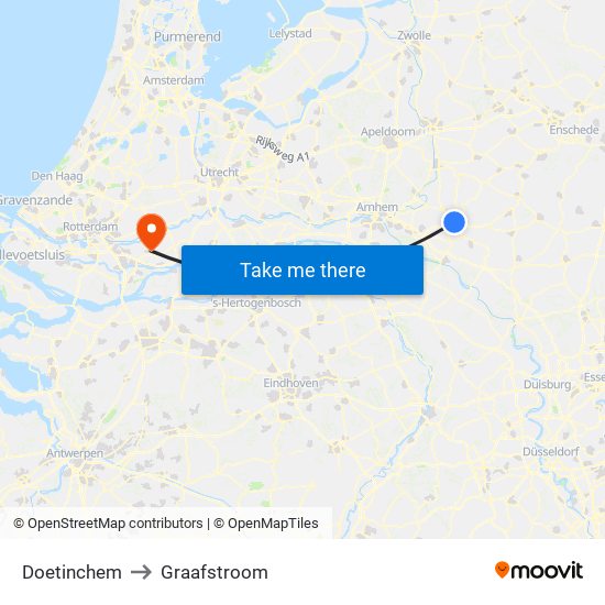 Doetinchem to Graafstroom map