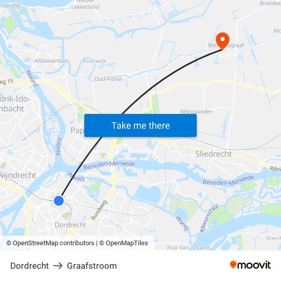 Dordrecht to Graafstroom map