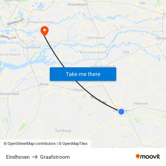 Eindhoven to Graafstroom map