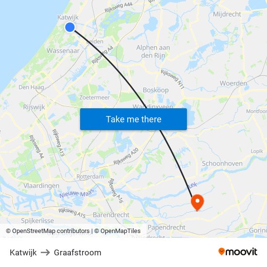 Katwijk to Graafstroom map