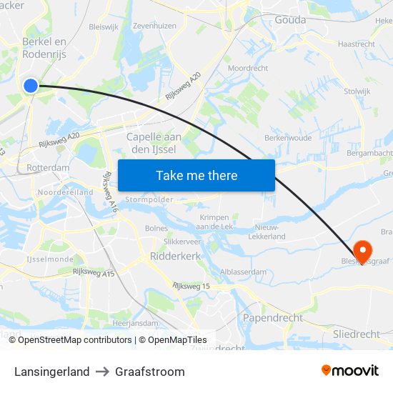 Lansingerland to Graafstroom map