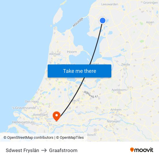 Sdwest Fryslân to Graafstroom map