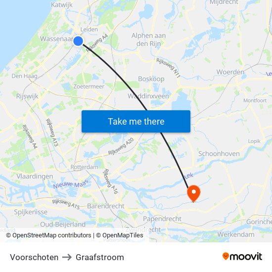 Voorschoten to Graafstroom map