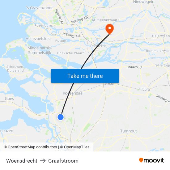 Woensdrecht to Graafstroom map