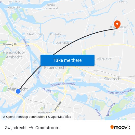 Zwijndrecht to Graafstroom map