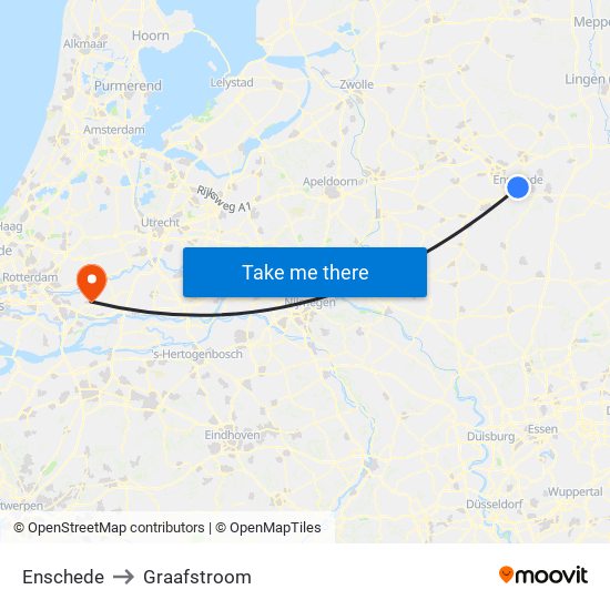 Enschede to Graafstroom map