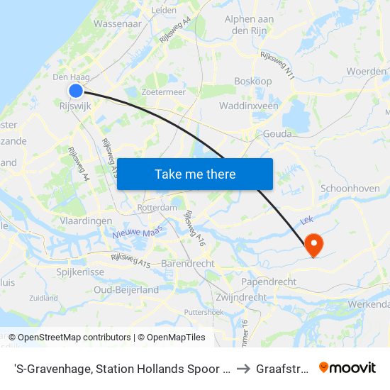 'S-Gravenhage, Station Hollands Spoor (Perron A) to Graafstroom map