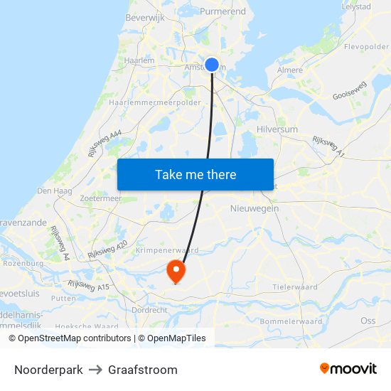 Noorderpark to Graafstroom map