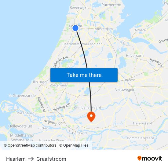Haarlem to Graafstroom map