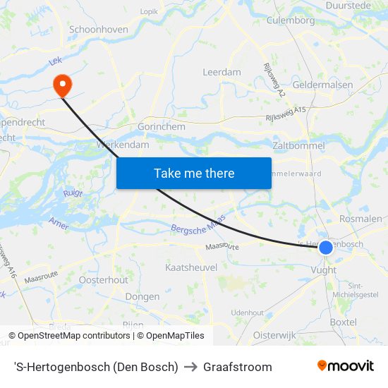 'S-Hertogenbosch (Den Bosch) to Graafstroom map