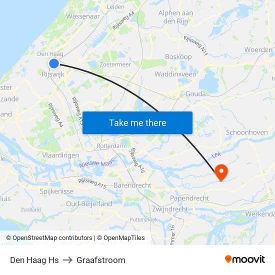 Den Haag Hs to Graafstroom map