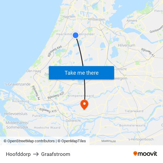 Hoofddorp to Graafstroom map