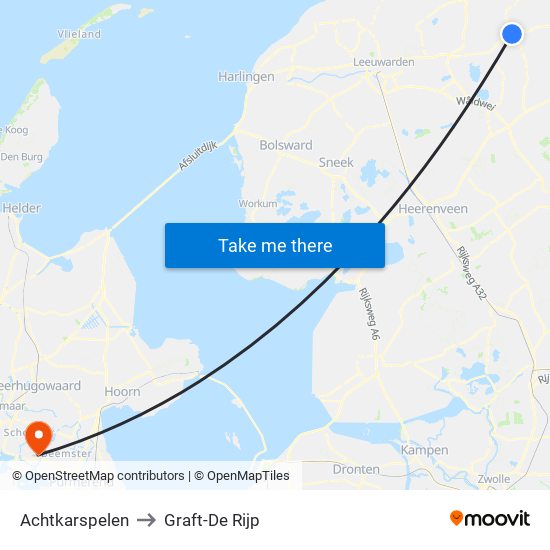 Achtkarspelen to Graft-De Rijp map