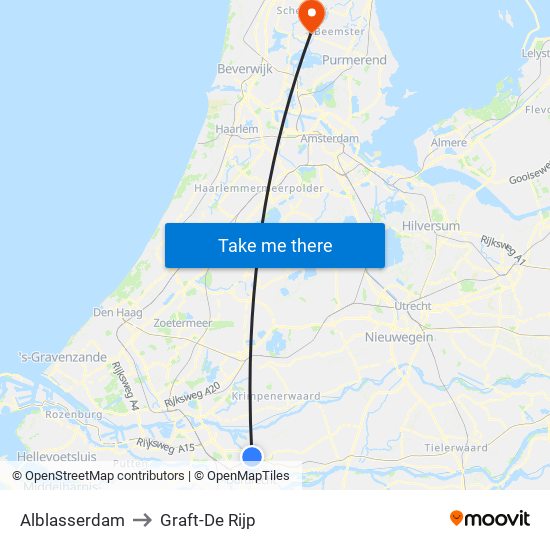 Alblasserdam to Graft-De Rijp map