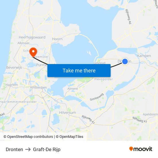 Dronten to Graft-De Rijp map