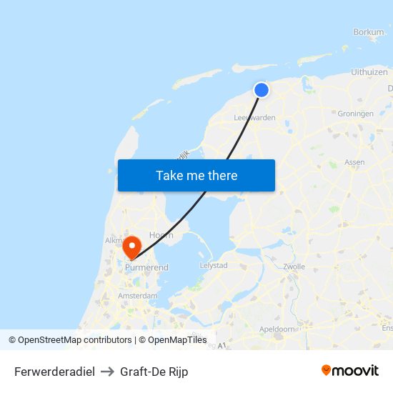 Ferwerderadiel to Graft-De Rijp map