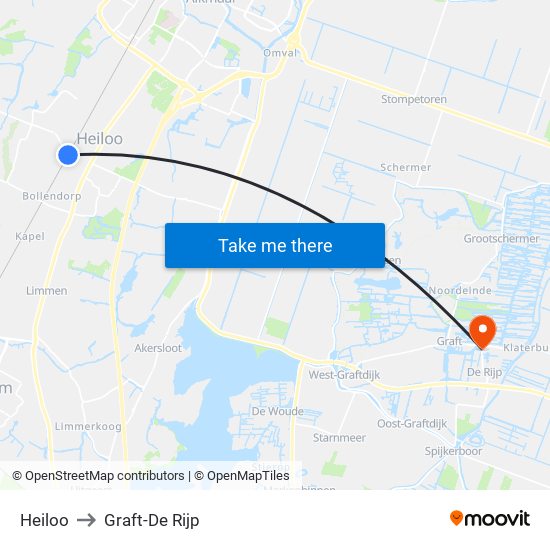 Heiloo to Graft-De Rijp map