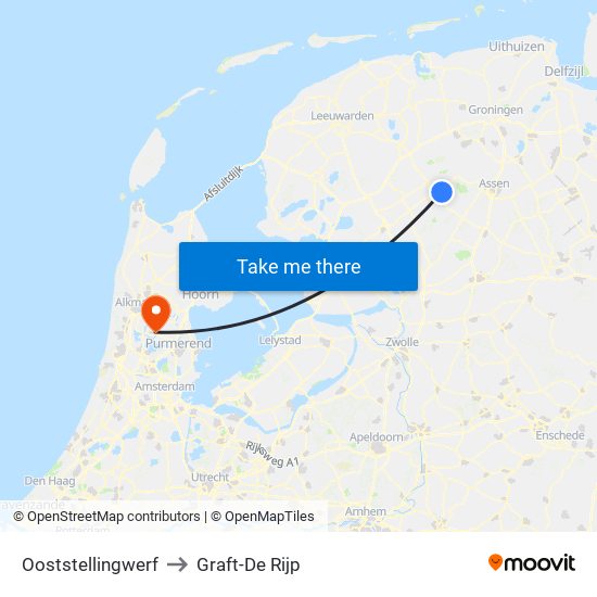 Ooststellingwerf to Graft-De Rijp map