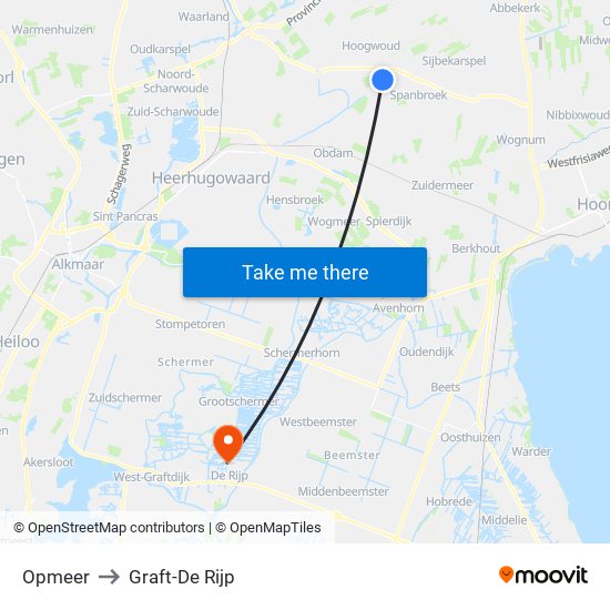 Opmeer to Graft-De Rijp map