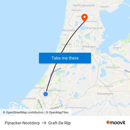 Pijnacker-Nootdorp to Graft-De Rijp map