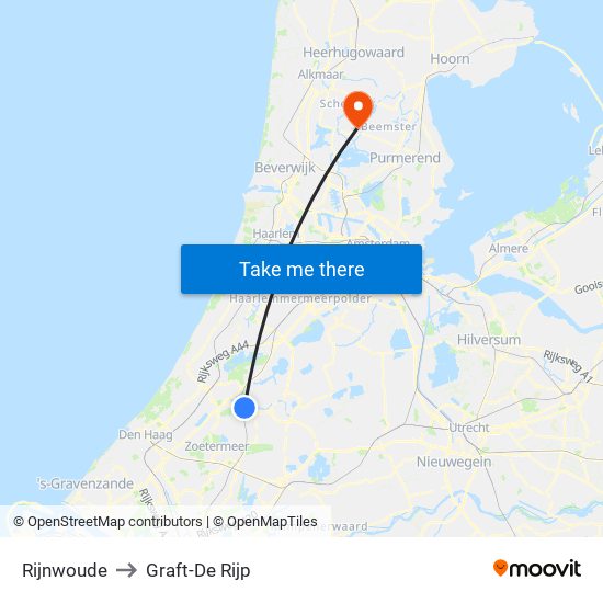 Rijnwoude to Graft-De Rijp map