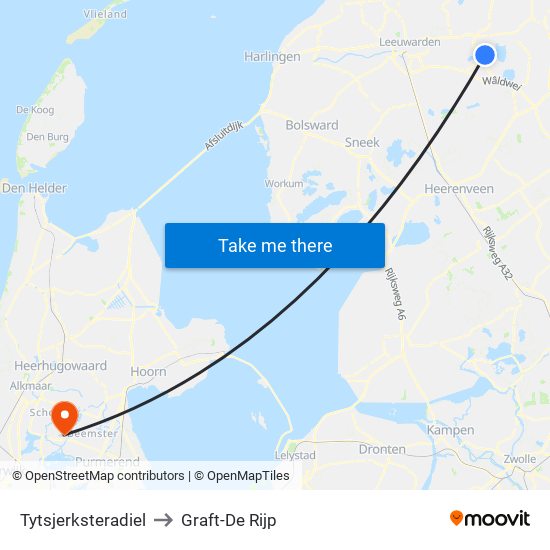 Tytsjerksteradiel to Graft-De Rijp map