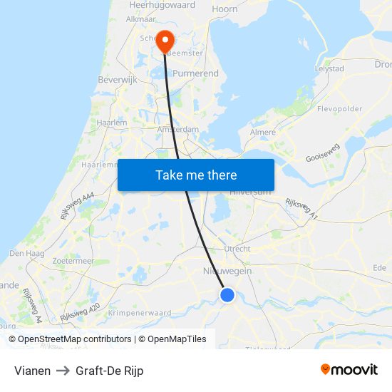 Vianen to Graft-De Rijp map