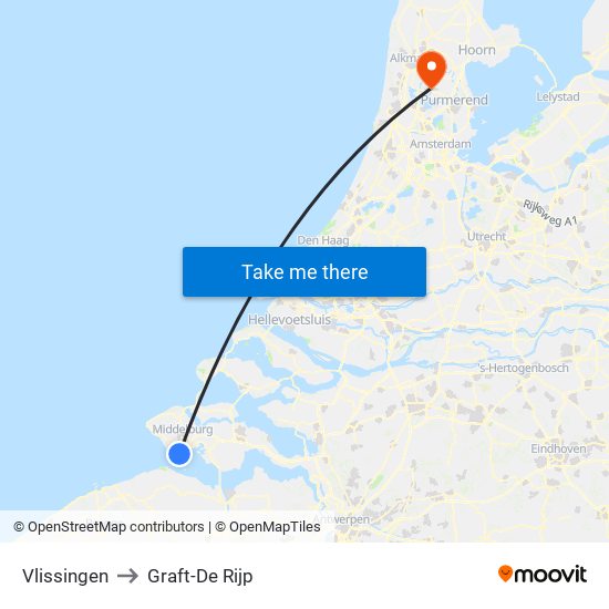 Vlissingen to Graft-De Rijp map