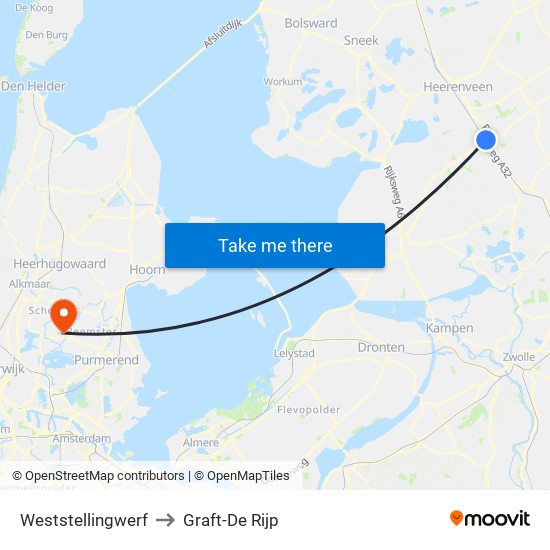 Weststellingwerf to Graft-De Rijp map