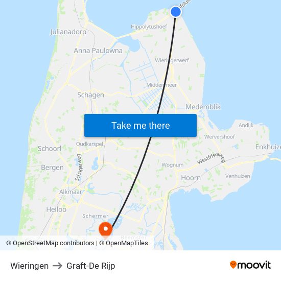 Wieringen to Graft-De Rijp map