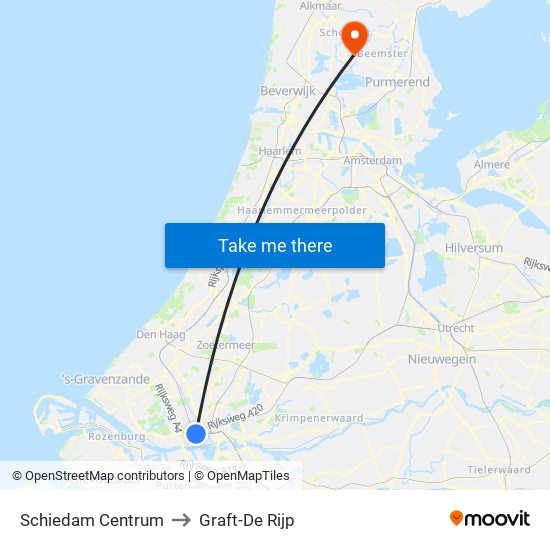 Schiedam Centrum to Graft-De Rijp map