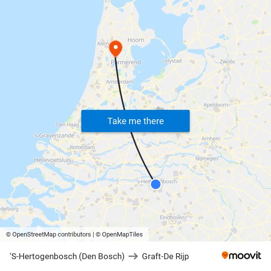 'S-Hertogenbosch (Den Bosch) to Graft-De Rijp map