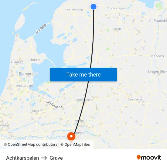 Achtkarspelen to Grave map
