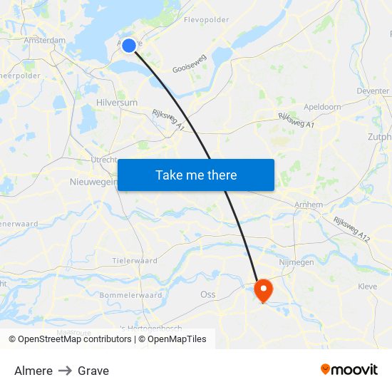 Almere to Grave map