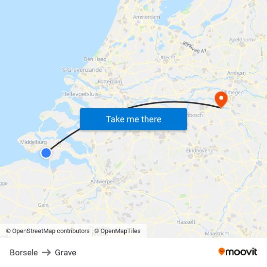 Borsele to Grave map