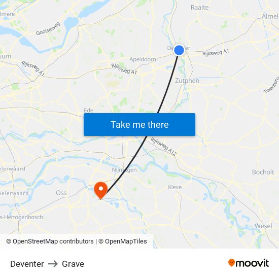 Deventer to Grave map
