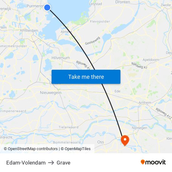 Edam-Volendam to Grave map