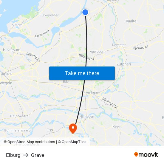 Elburg to Grave map