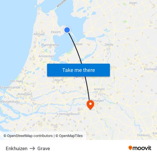 Enkhuizen to Grave map