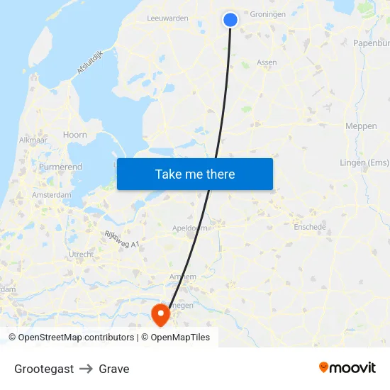 Grootegast to Grave map