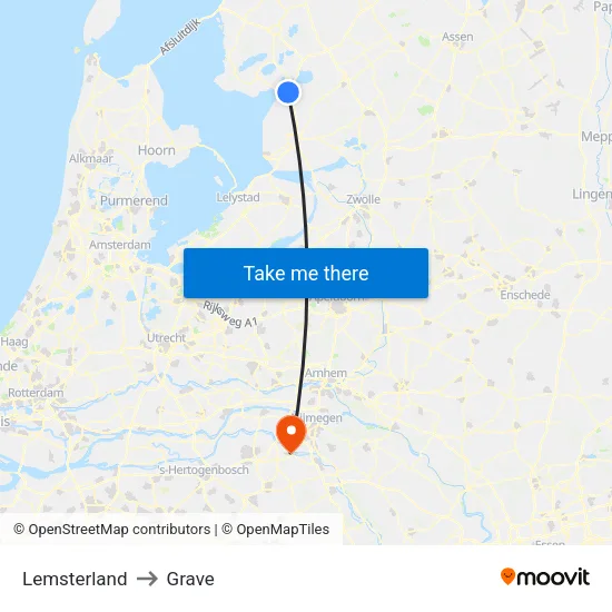 Lemsterland to Grave map